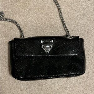 Betsey Johnson Black Slither And Shine Crossbody Faux Snakeskin Wolf Purse NWOT